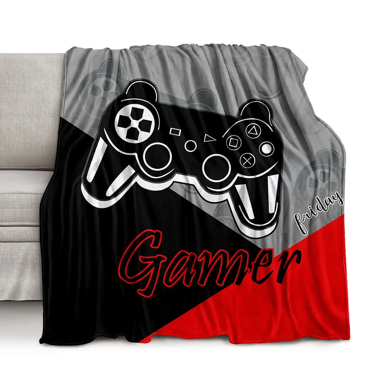 3D Game Controller Theme Blanket Soft Warm Print Throw Black Blanket for Men Boys Adult Birthday Gifts for Sofa Chair Bed Office