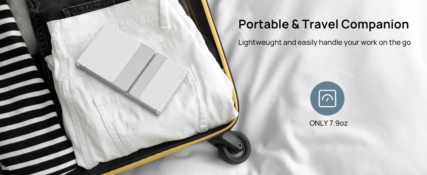 SODI Foldable Keyboard with Touchpad Portable Wireless Keyboard with Phone Holder Rechargeable for iPad iPhone Mac iOS White
