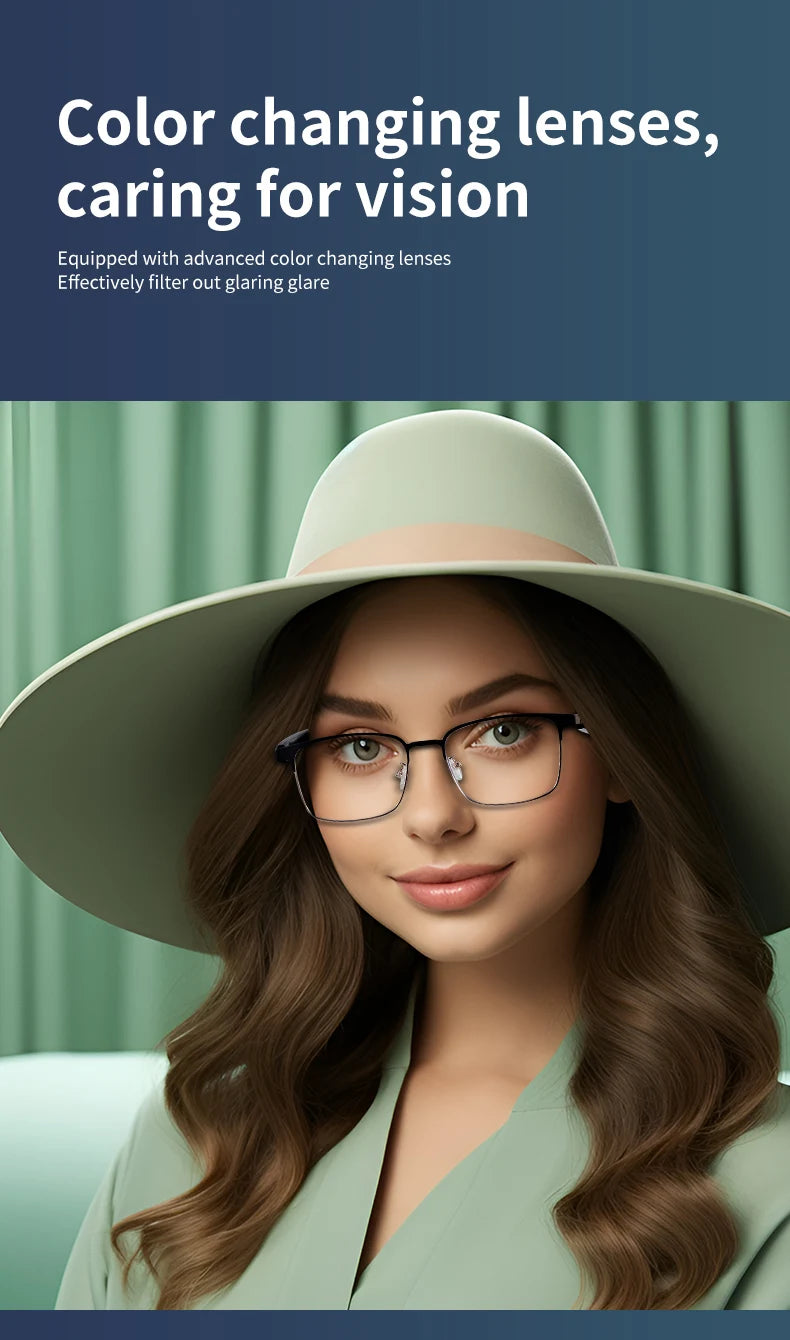 New smart glasses with auto-sensitive lenses, built-in microphone and speaker for sports, driving, fishing and everyday wear.