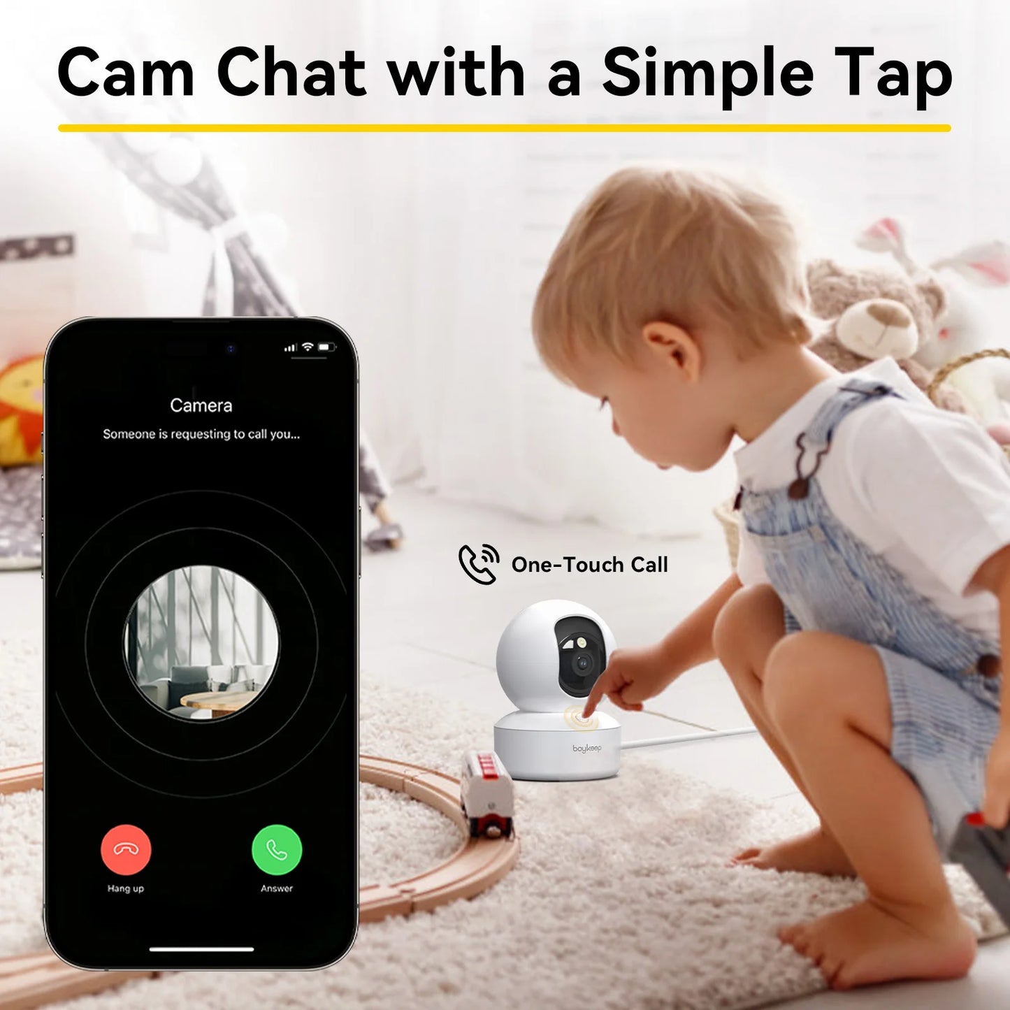 BoyKeep 3MP WiFi IP Camera Smart Baby Monitor Home Security 5G WiFi Indoor IP Automatic Tracking 24/7 Video Surveillance