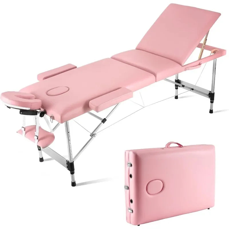 Portable Massage Table Upgraded 2" Thick Sponge, Height Adjustable Aluminum Massage Bed