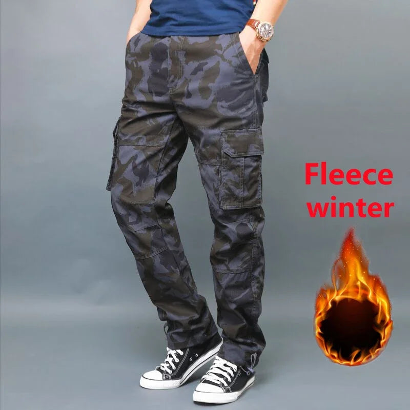 Men's Cargo Pants Large Size Tactical Military Outwear Straight Winter Trousers
