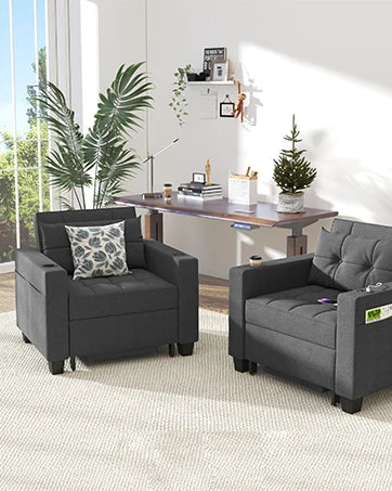 Sleeper Pull Out 2 in 1 Sectional Sleeper Sofa Couches with Storage,USB, Cup Holder,Pullout Sectional Couches
