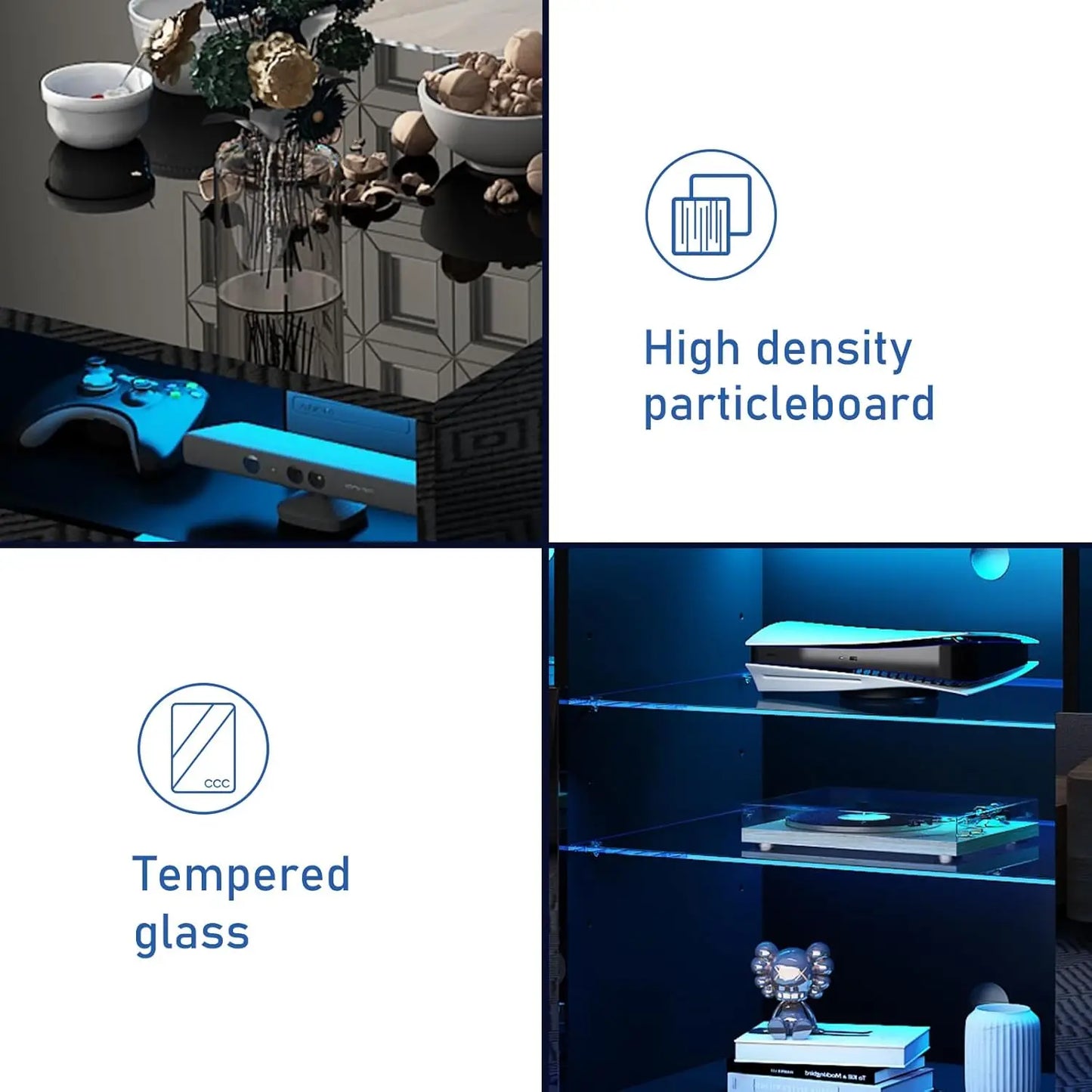 LED TV Stand for 60/65 inch TV Television Table Center Media Console with Drawer and Led Lights High Glossy Modern Entertainment