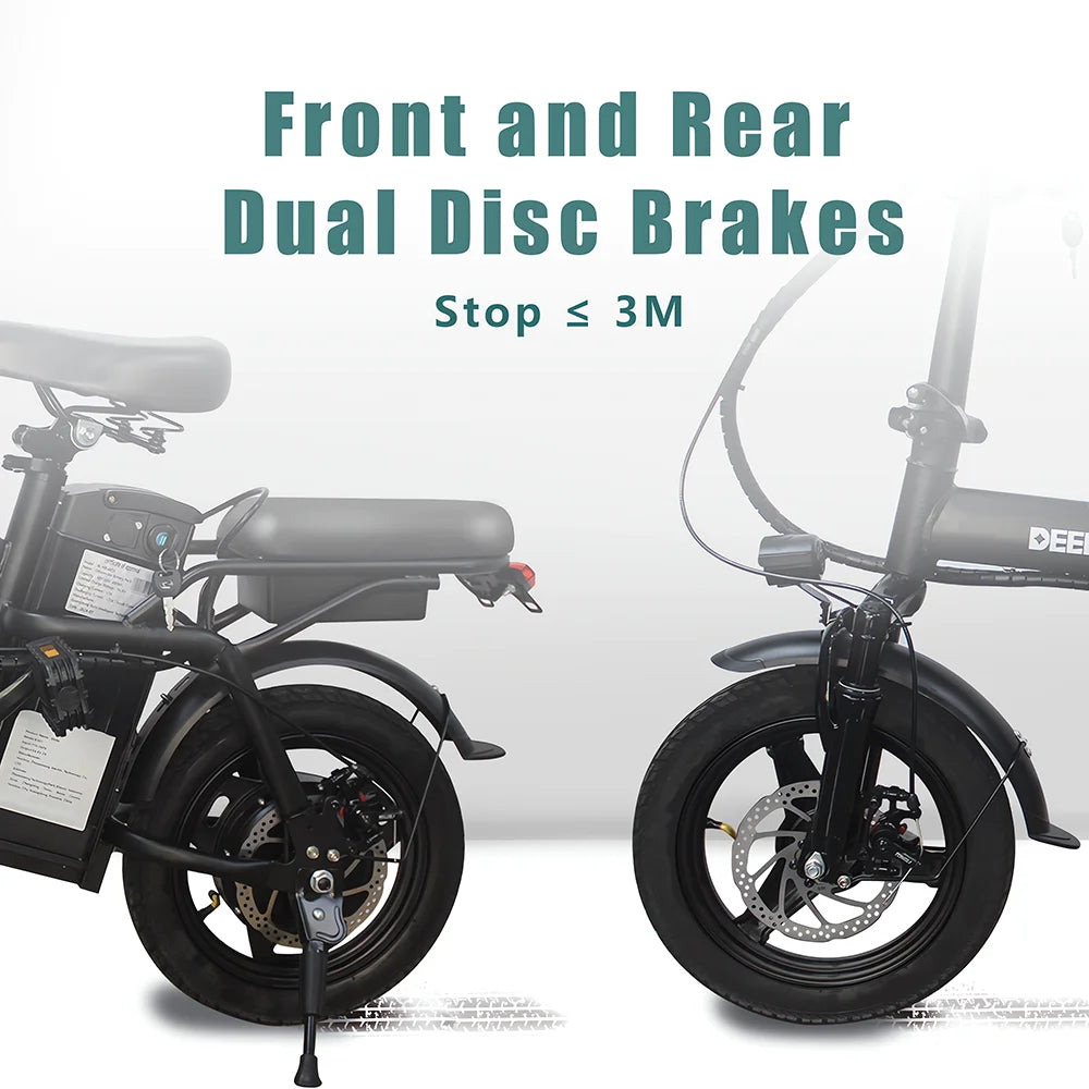 Electric Bike for Adults 600W Peak Motor, 20 mph Folding Ebike, 14" Adults Electric Bicycles,3 Levels Assist,Multi-Shock Ebike,