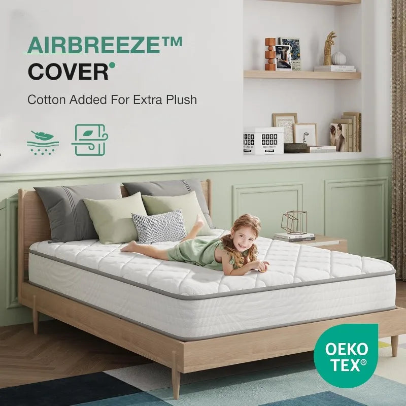 Twin Mattress 8 Inch, Twin Bed Mattress in A Box, Hybrid Mattress with Comfortable & Durable Support, Twin Size Mattress For