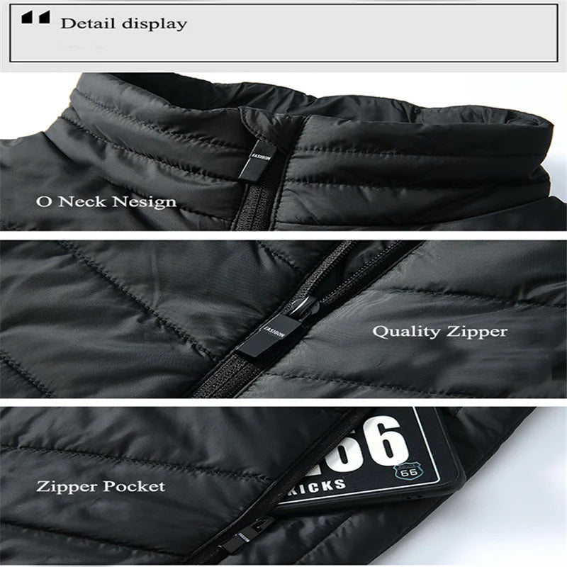 9Areas Self Heating Vest Jacket Vest Winter Electric USB Heater Tactical Jacket Thermal Vest Body Warmer Coat No Battery