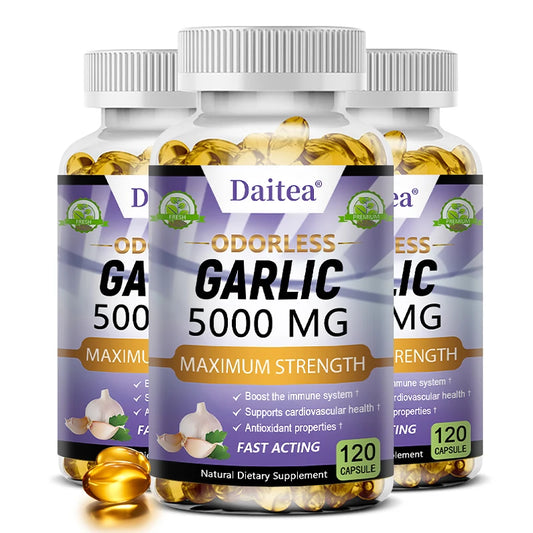 Daitea Garlic Extract Capsules 5000mg, Promotes Immunity, Heart and Skin Health, Supports Cardiovascular Health, Antioxidant