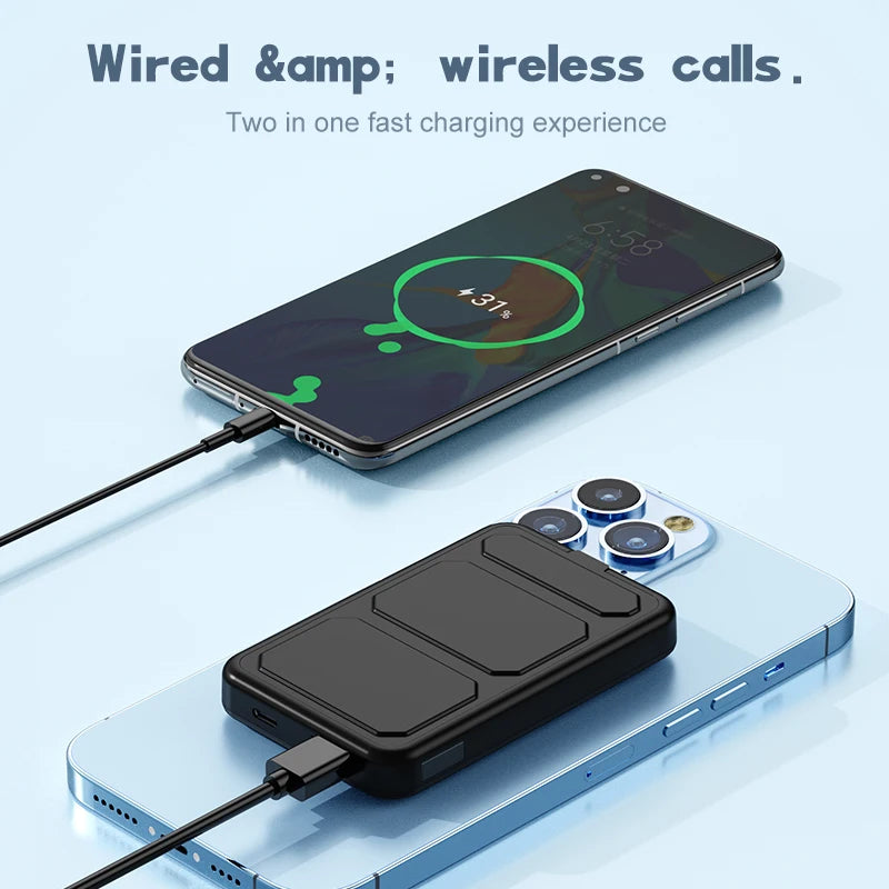 Wireless Magnetic 10000mAh Power Bank With Foldable Stand Portable 5000mAh External Auxiliary Battery For Magsafe iPhone Samsung