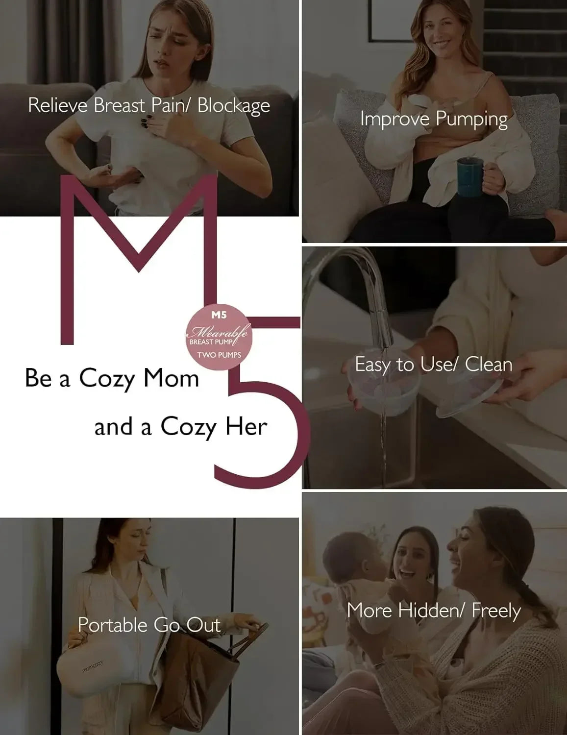 Wearable Electric Breast Pump Double-Sealed with 3 Modes 9 Levels