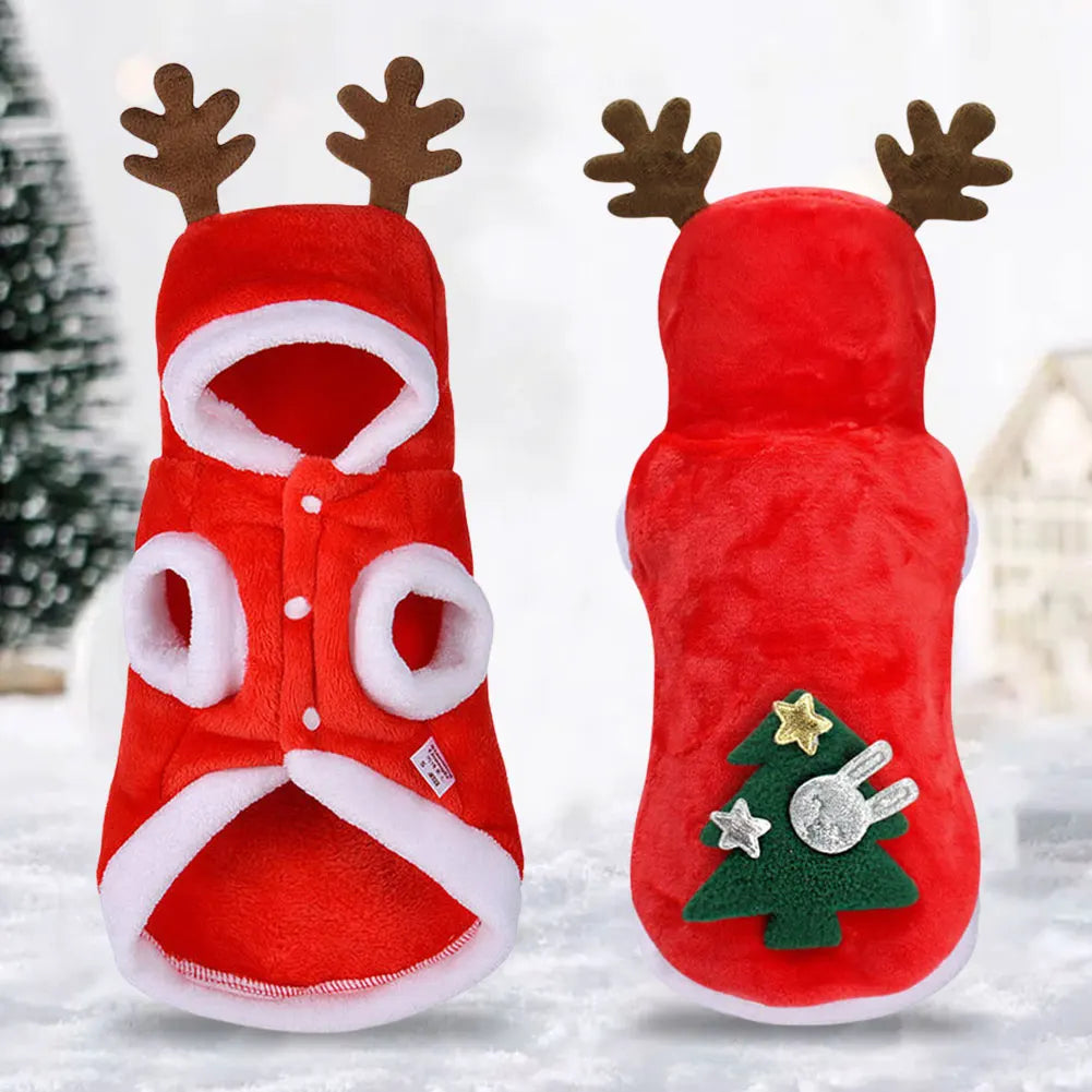 Christmas Pet Clothes Elk Pet Dog Cold Weather Coats Winter Warm Dog Christmas Clothes for Small Dogs Puppy