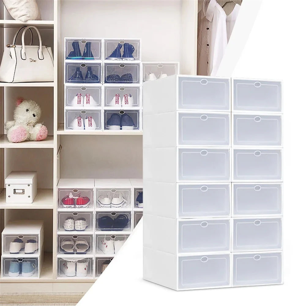 20Pc Stackable Shoe Box Clear Plastic Display Shoe Case Sneaker Organizer Durable Shoes Container Dustproof
