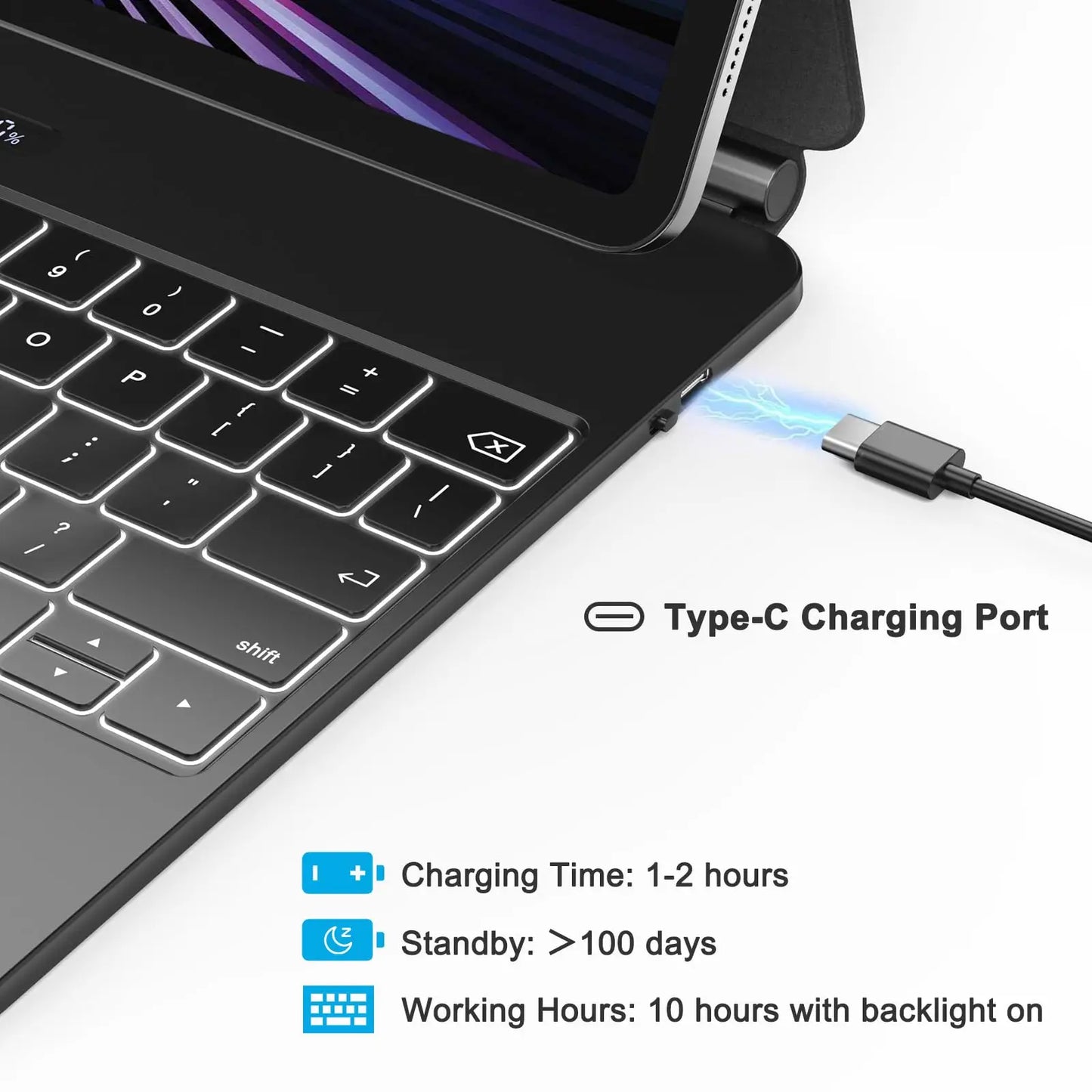 SODI Magnetic Keyboard Case for iPad Pro 12.9 inch 3rd/4th/5th/6th Magic Compatible Keyboard Case with Multi-Touch Trackpad