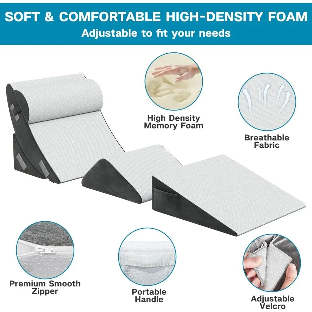 4Pcs Orthopedic Bed Wedge Pillow Set, Wedge Pillow for Sleeping