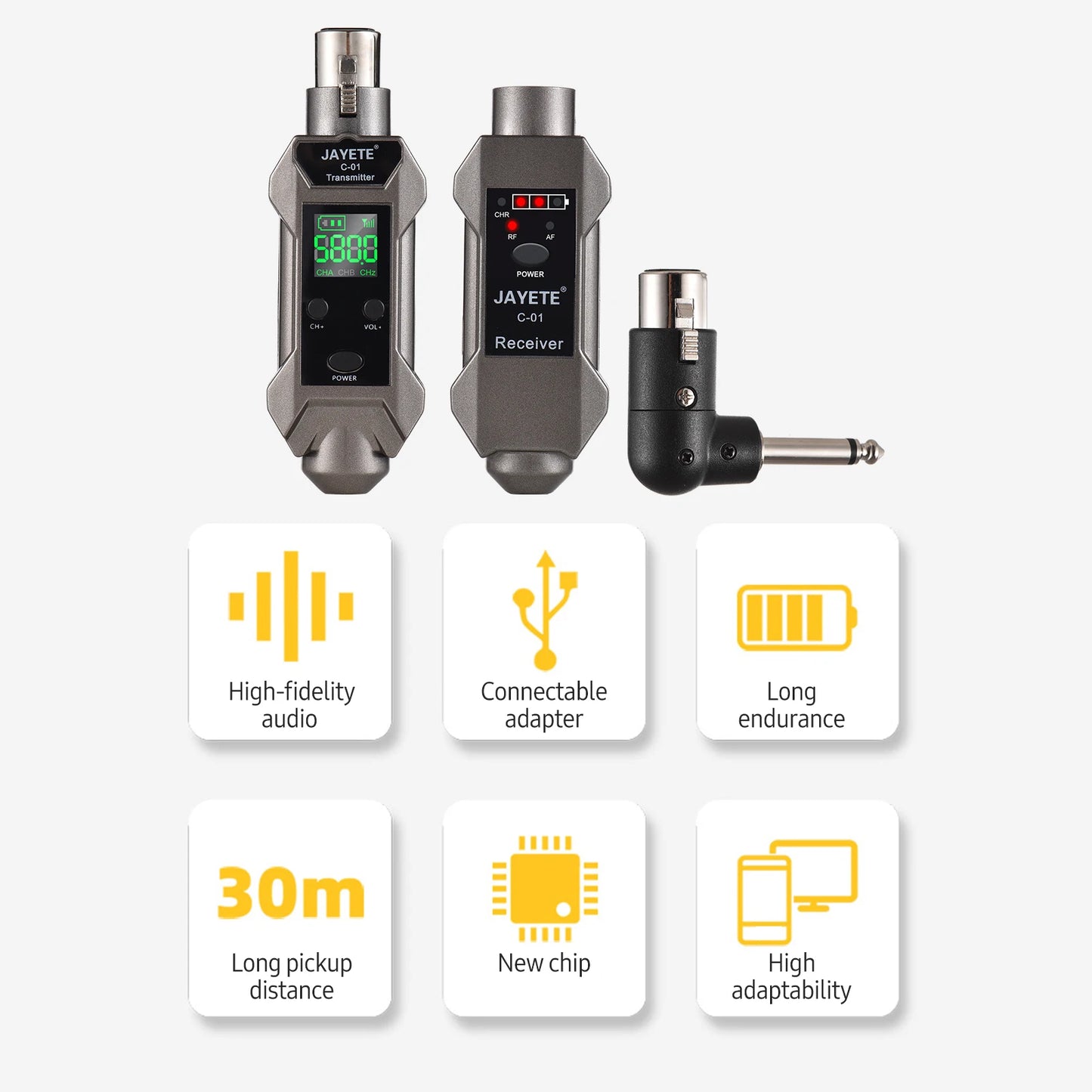 UHF Professional Wired to Wireless Microphone Converter Micphone Transmitter & Receiver Receiving Transmission for Dynamic Mic