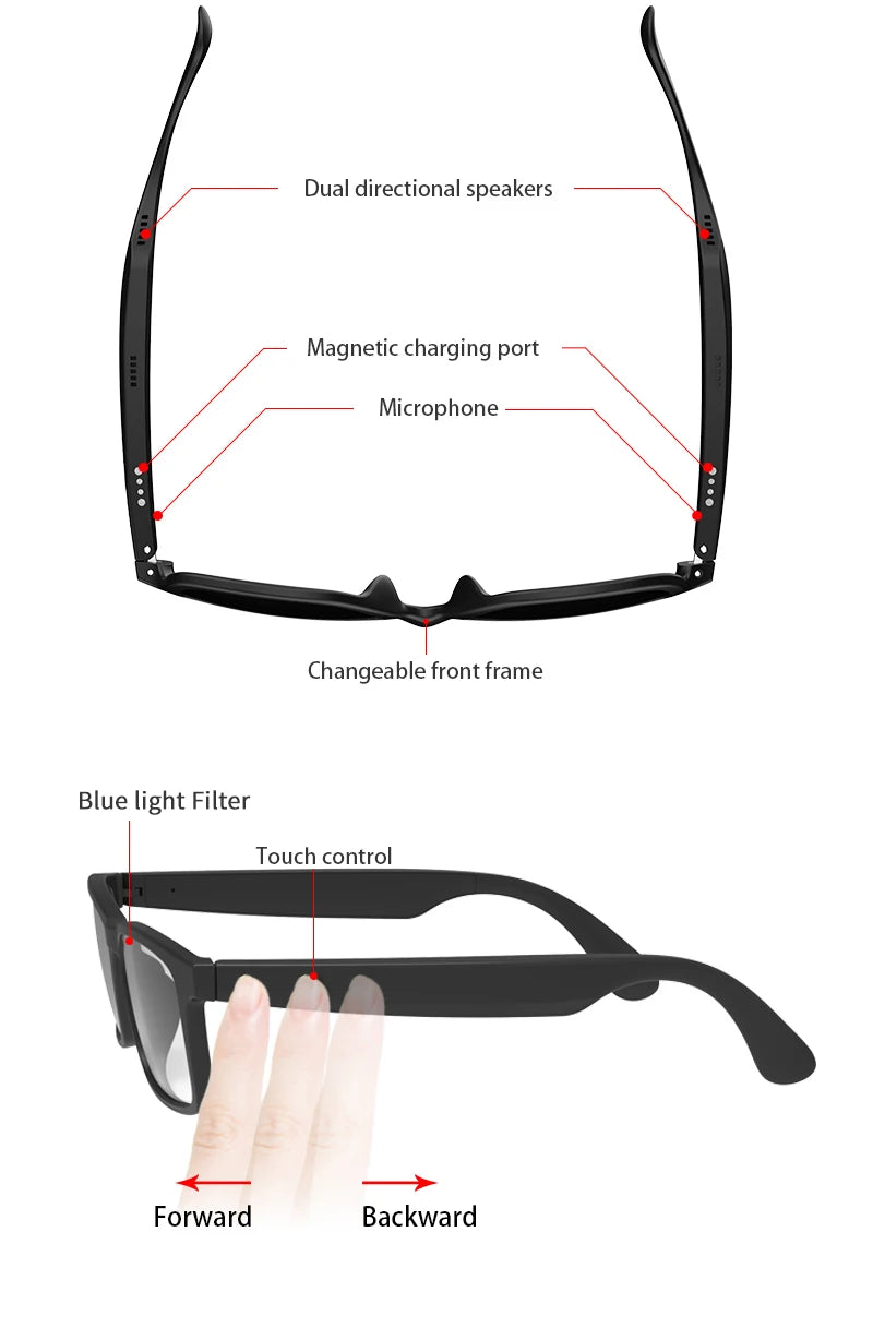 New smart glasses wireless bluetooth hands-free call music headset with speaker fashion glasses wireless stereo sound