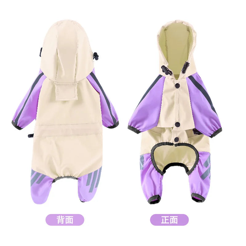 Dog Raincoat Reflective can-pull Dog Jacket Waterproof Large Pet Rainy Day Out Clothes