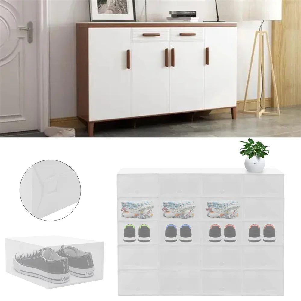 20Pc Stackable Shoe Box Clear Plastic Display Shoe Case Sneaker Organizer Durable Shoes Container Dustproof