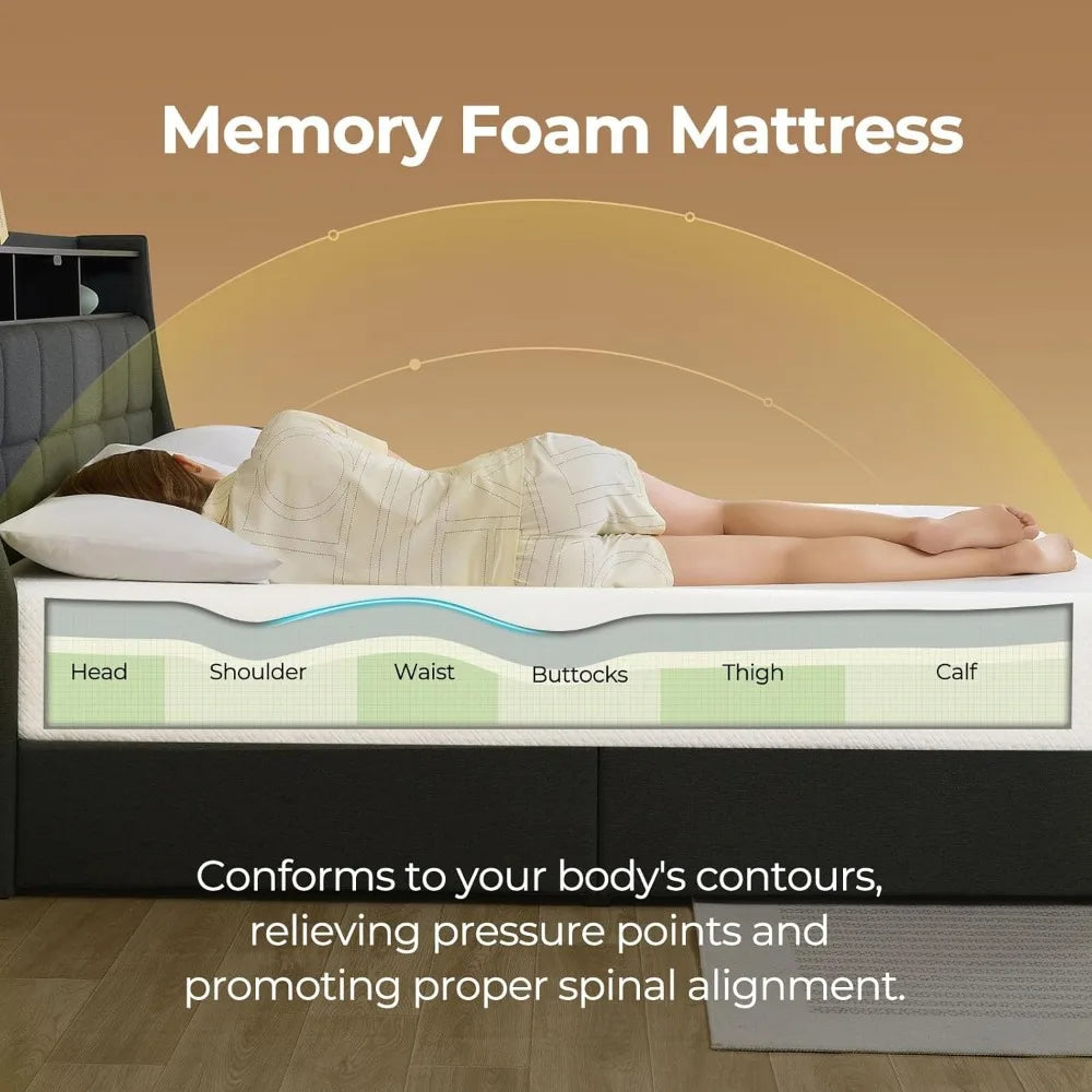 Gel Memory Foam Mattress in a Box, Fiberglass Free, Breathable Mattress for Cooler Sleep