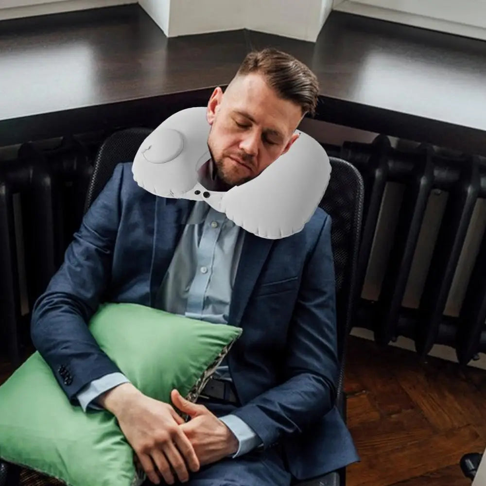 Inflatable Neck Pillow U-Shaped Neck Support Pillow Comfortable Pillow Portable Neck Protector For Travel Airplane Car