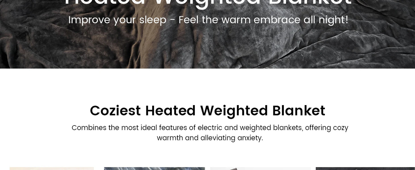 60x80 Queen Size, Weighted Heated Blanket for Adults, Fast Heating 10 Heating Levels & 12H Auto Shut-Off, Soft Comfort Flannel H