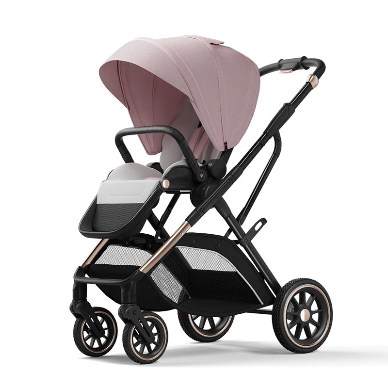 High View Baby Stroller Ergonomics Seat Bassinet for Newborn Portable Baby Pram One Hand to Recline Basket Pushchair