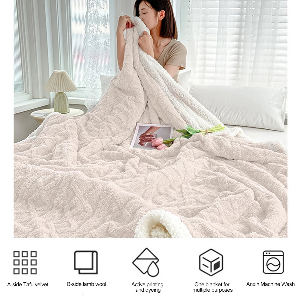 Thick Winter Warm Blanket for Bed Artificial Lamb Cashmere Weighted Blankets Soft Comfortable Warmth Quilt Comforter Warm Quilt