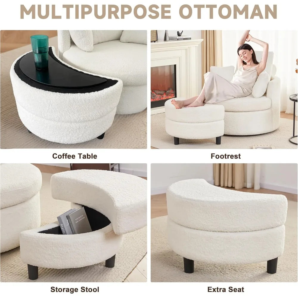 Rotatable Oversized Chair with Storage