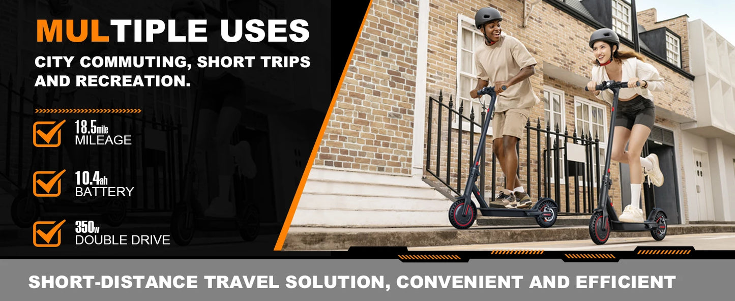 350W Foldable Electric Scooter Explosion-proof Tires & Dual Brake System