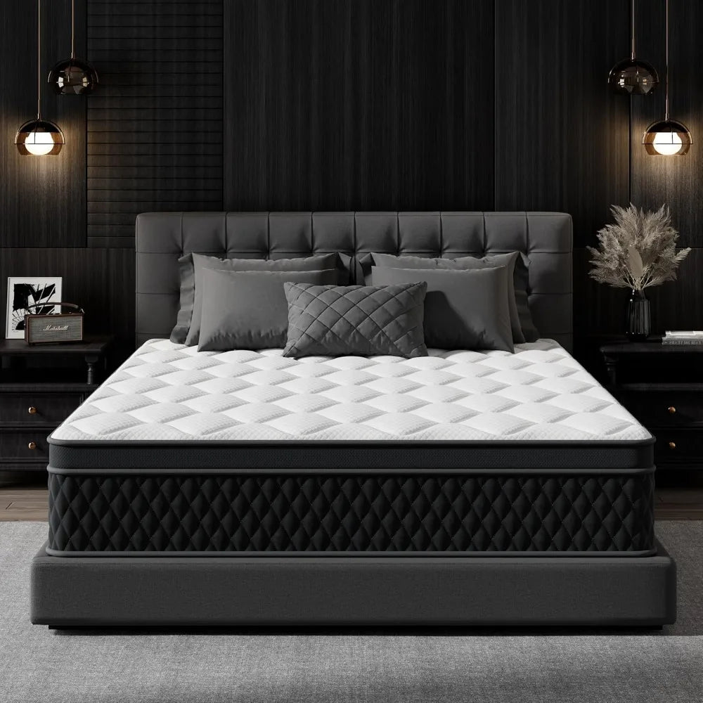 Hybrid Memory Foam Mattress in a Box, Individually Wrapped Pocket Coils Mattress for Isolate Motion