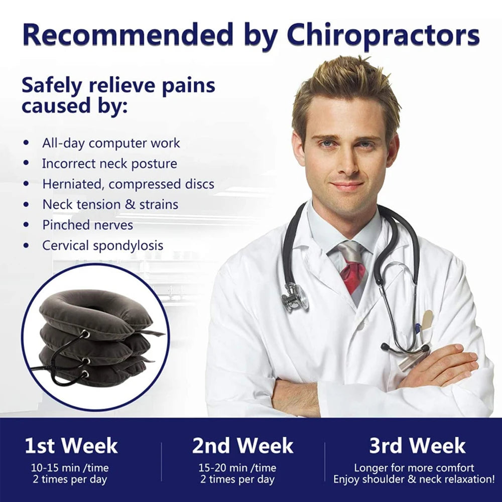 Cervical Neck Traction Device,Relief for Chronic Neck & Shoulder Alignment Pain,Inflatable Neck Stretcher