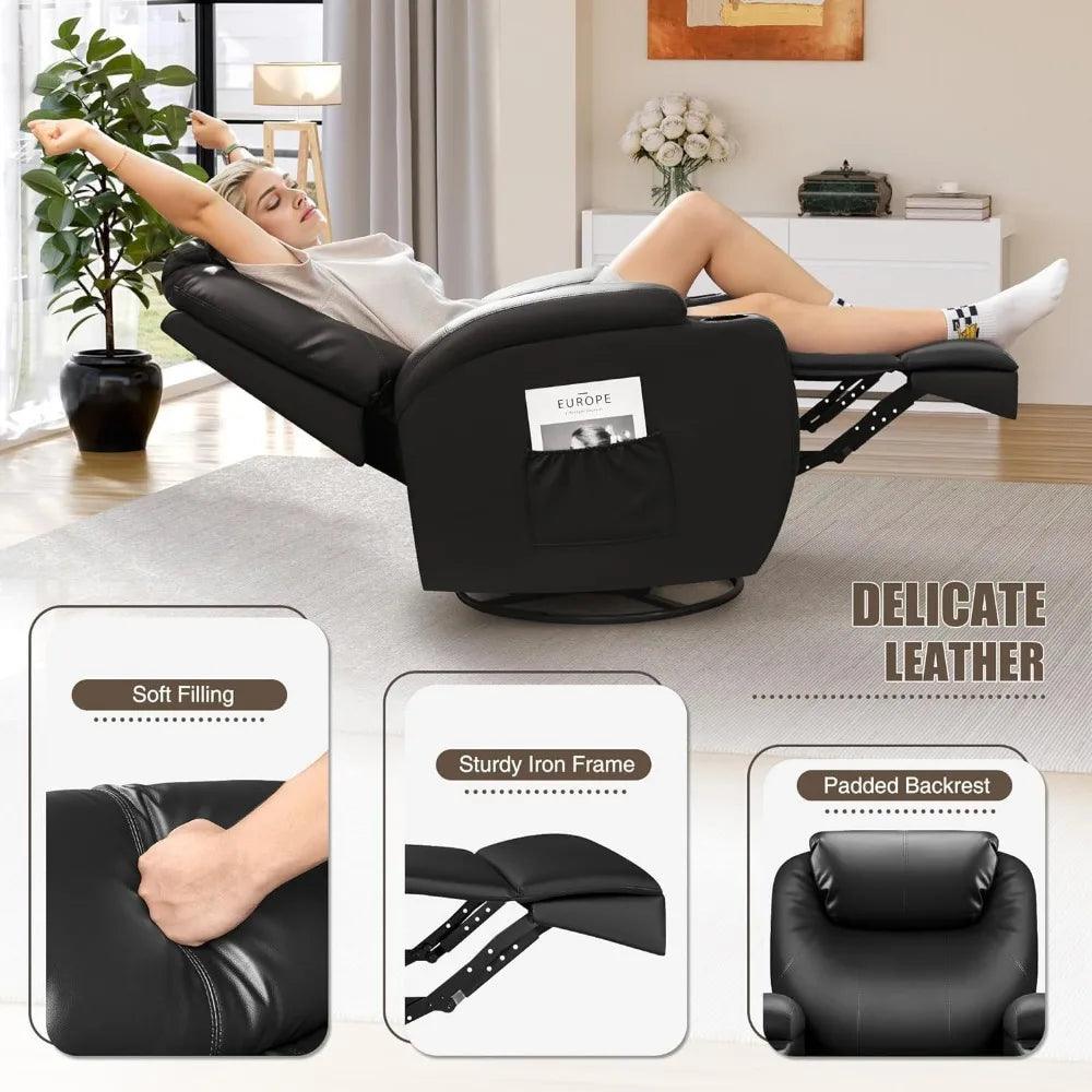 Remote Controlled Massage Chairs, Reclining, Leather, Ergonomic with Cup Holders
