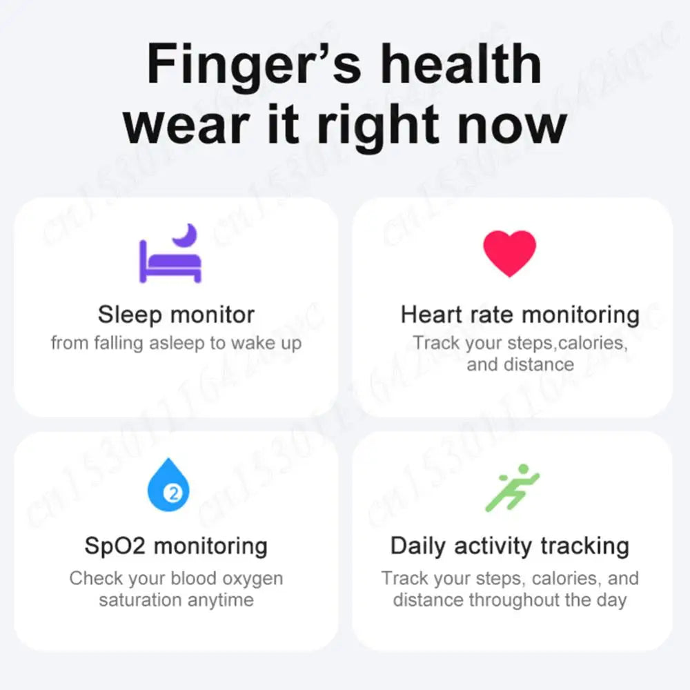 R02 Smart Ring Sleep Monitor Bluetooth5.0 Blood Oxygen Tracker Fitness Tracker Ring IP68 & 5ATM Waterproof Multi-sport Modes