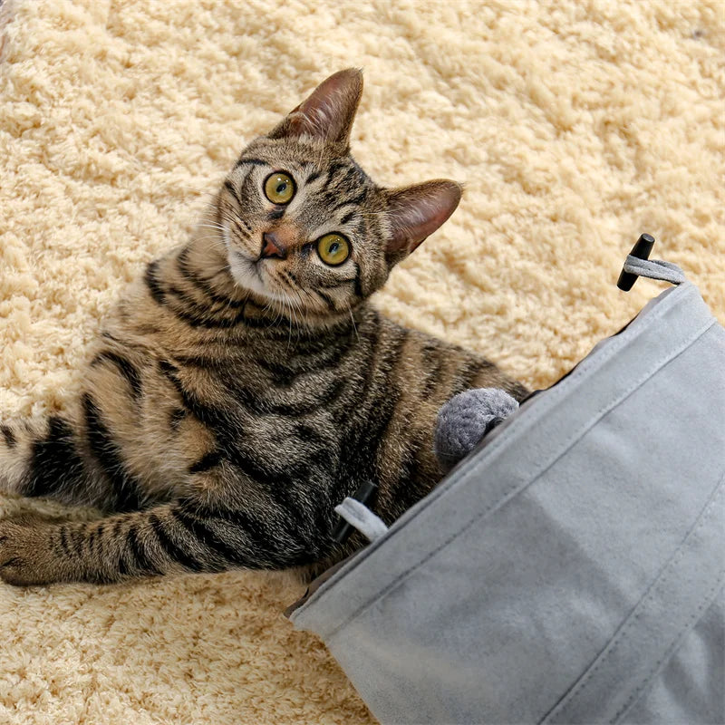 Cat Tunnel Toy Cat Pop Up Bed Collapsible Rabbit Round Tunnel with Mat Cushion 3 Tube Interactive Peek Plush Ball Toy for Indoor