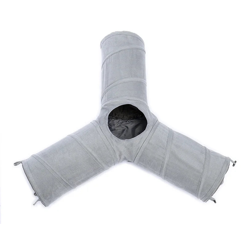 Cat Tunnel Toy Cat Pop Up Bed Collapsible Rabbit Round Tunnel with Mat Cushion 3 Tube Interactive Peek Plush Ball Toy for Indoor