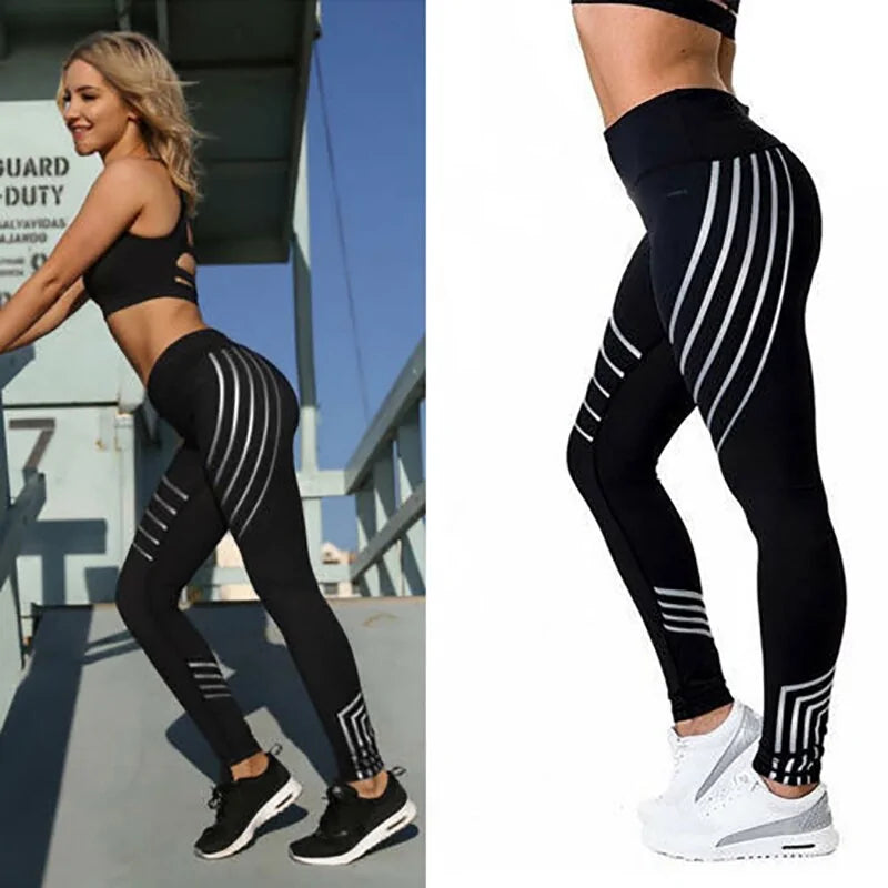 Woman Fitness Leggings: High Elastic Shine Workout Pants
