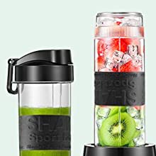 Personal Blender with 2 x 20oz Travel Bottle and Coffee/Spices Jar, Portable Smoothie Blender and Coffee Grinder in One