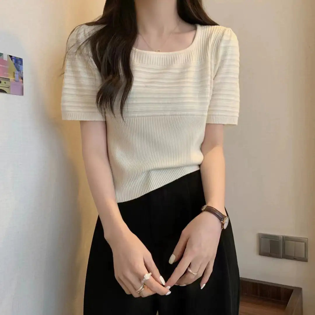 2023 Summer New Korean Style Bubble Short Sleeve