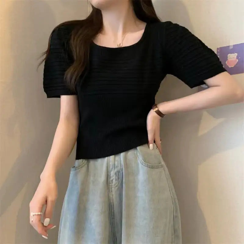 2023 Summer New Korean Style Bubble Short Sleeve