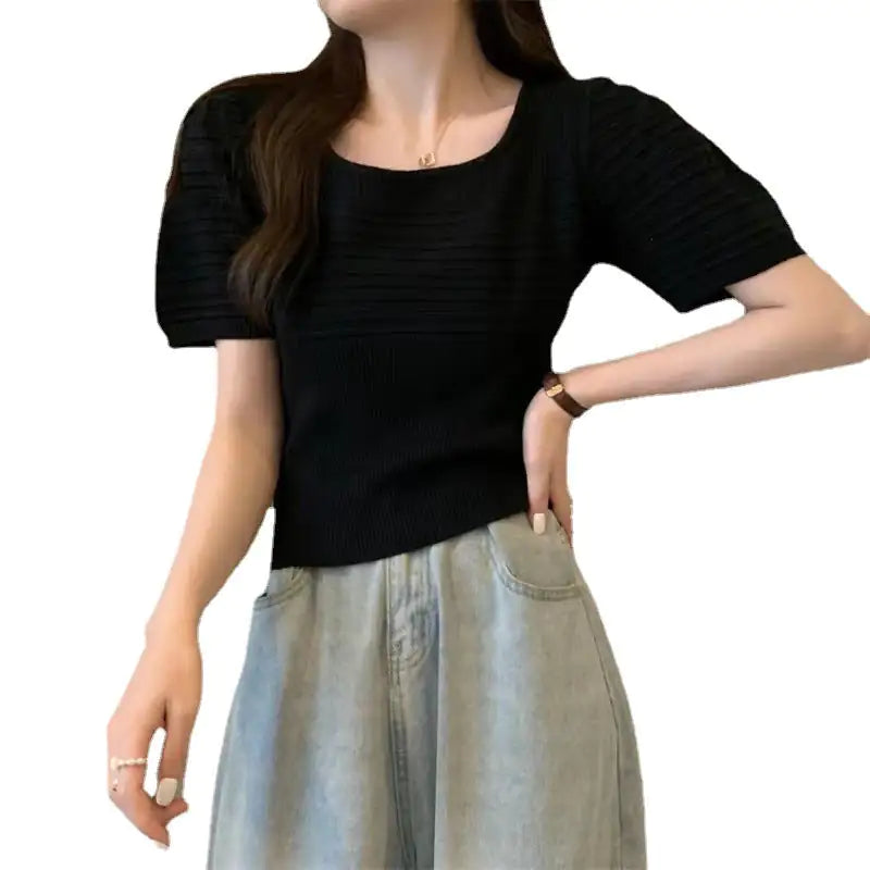 2023 Summer New Korean Style Bubble Short Sleeve
