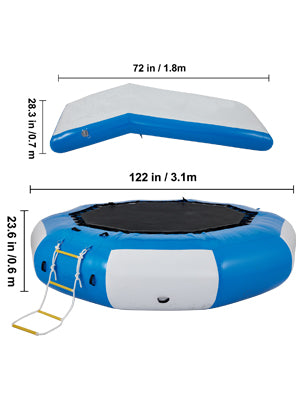 VEVOR Inflatable Water Trampoline PVC Tarpaulin Floated Bounce Platform Smooth and Waterproof Surface W/ Ladder For Pool Ocean