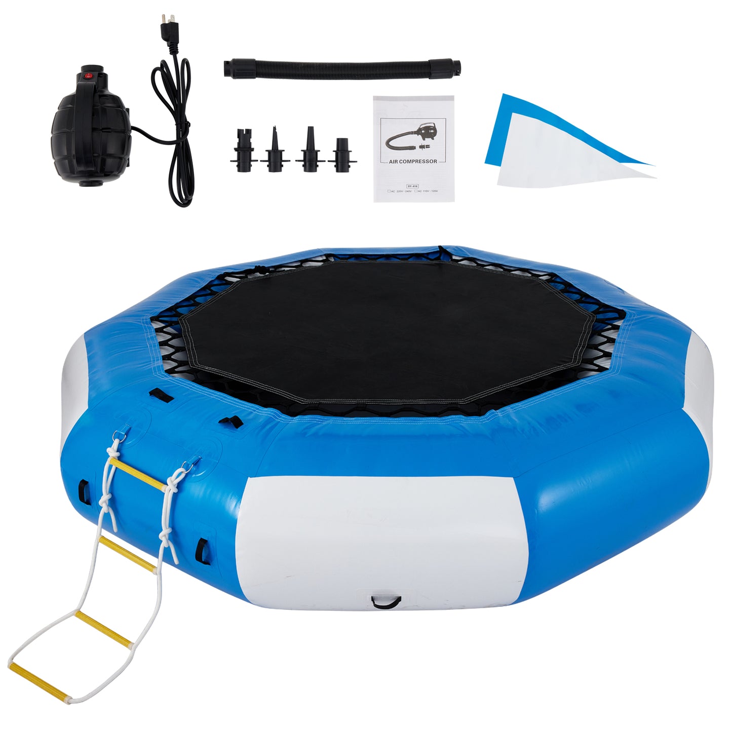 VEVOR Inflatable Water Trampoline PVC Tarpaulin Floated Bounce Platform Smooth and Waterproof Surface W/ Ladder For Pool Ocean